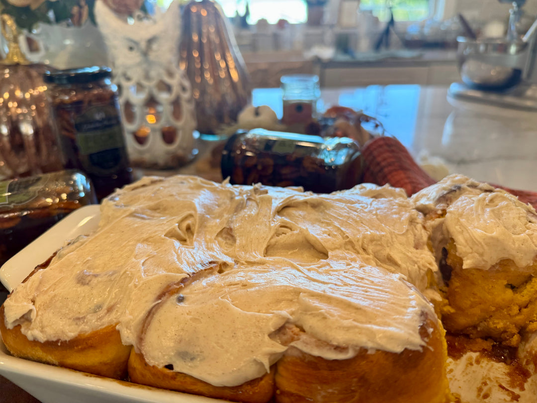 Bourbon Pecan Pumpkin Cinnamon Rolls
