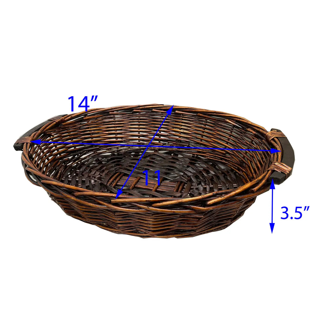 14" Oval Willow Dark Brown Basket