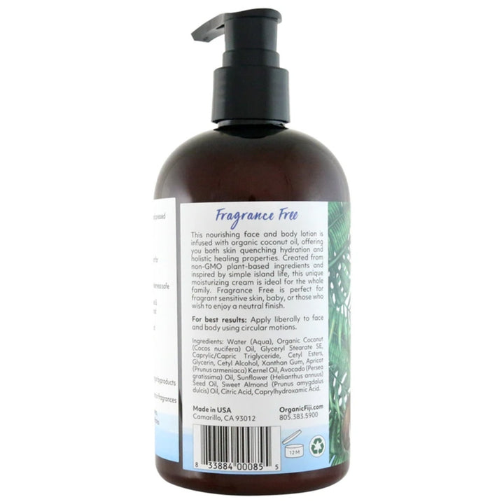 SELF CARE - Organic Fiji Lotion 12oz Fragrance Free